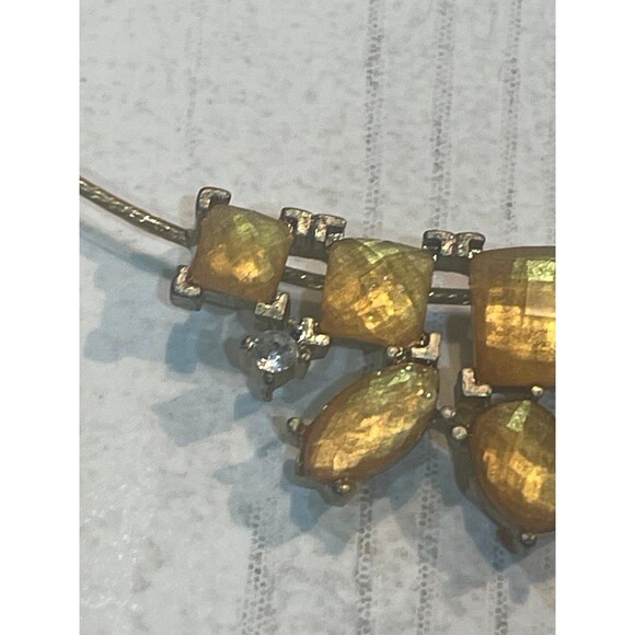 18" SAQ Avon Bali Bliss Necklace/Earrings Faux Citrine Faceted Lucite Yellow - Picture 4 of 10